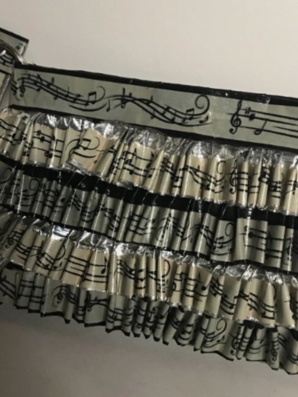 UNQUIE MUSIC SHEET DUCT TAPE RUFFLE LADIES WRISTLET/WALLET